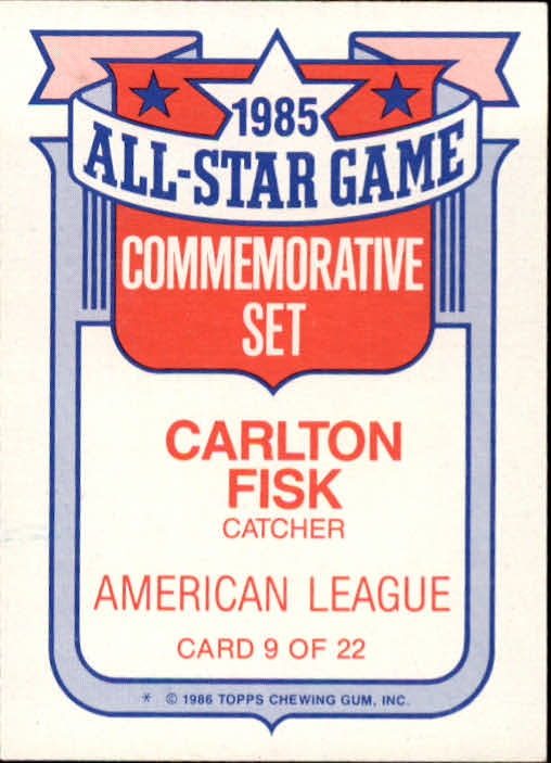 1986 Topps Glossy All-Stars #9 Carlton Fisk back image