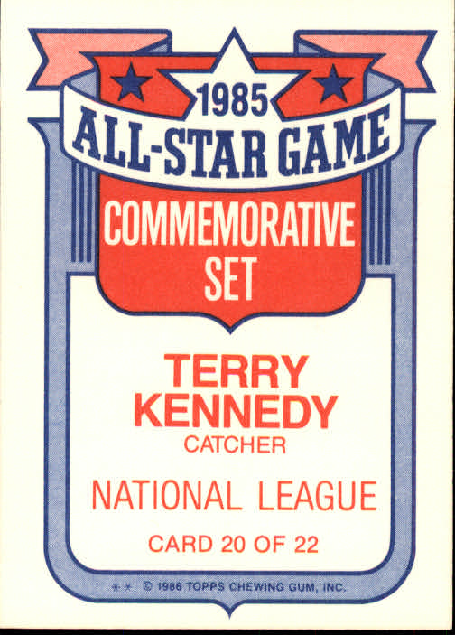 1986 Topps Glossy All-Stars #20 Terry Kennedy back image