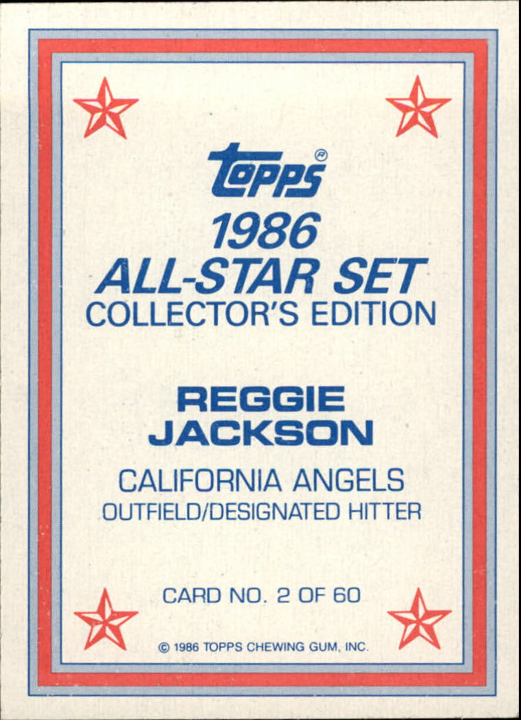 1986 Topps Glossy Send-Ins #2 Reggie Jackson back image