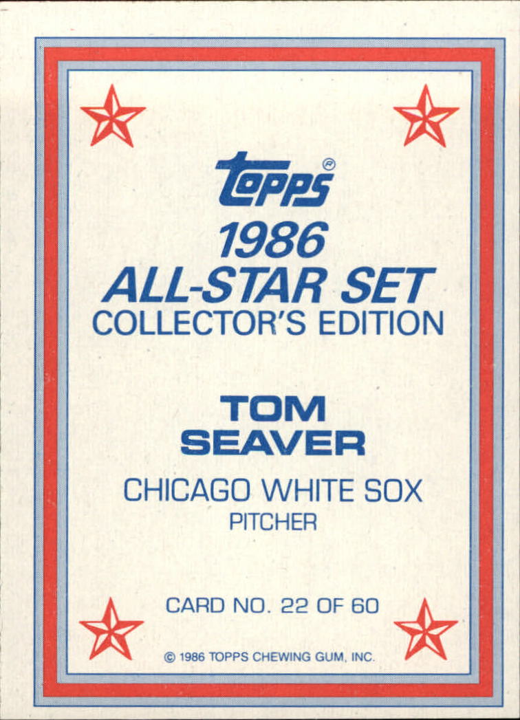 1986 Topps Glossy Send-Ins #22 Tom Seaver back image
