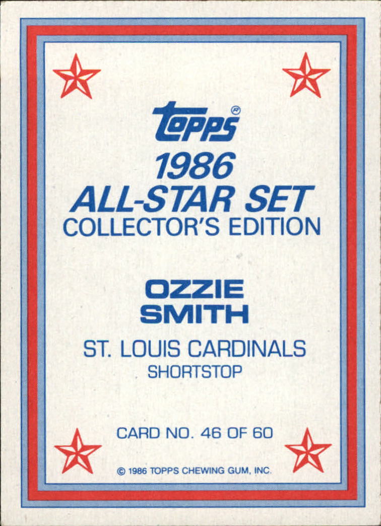 1986 Topps Glossy Send-Ins #46 Ozzie Smith back image