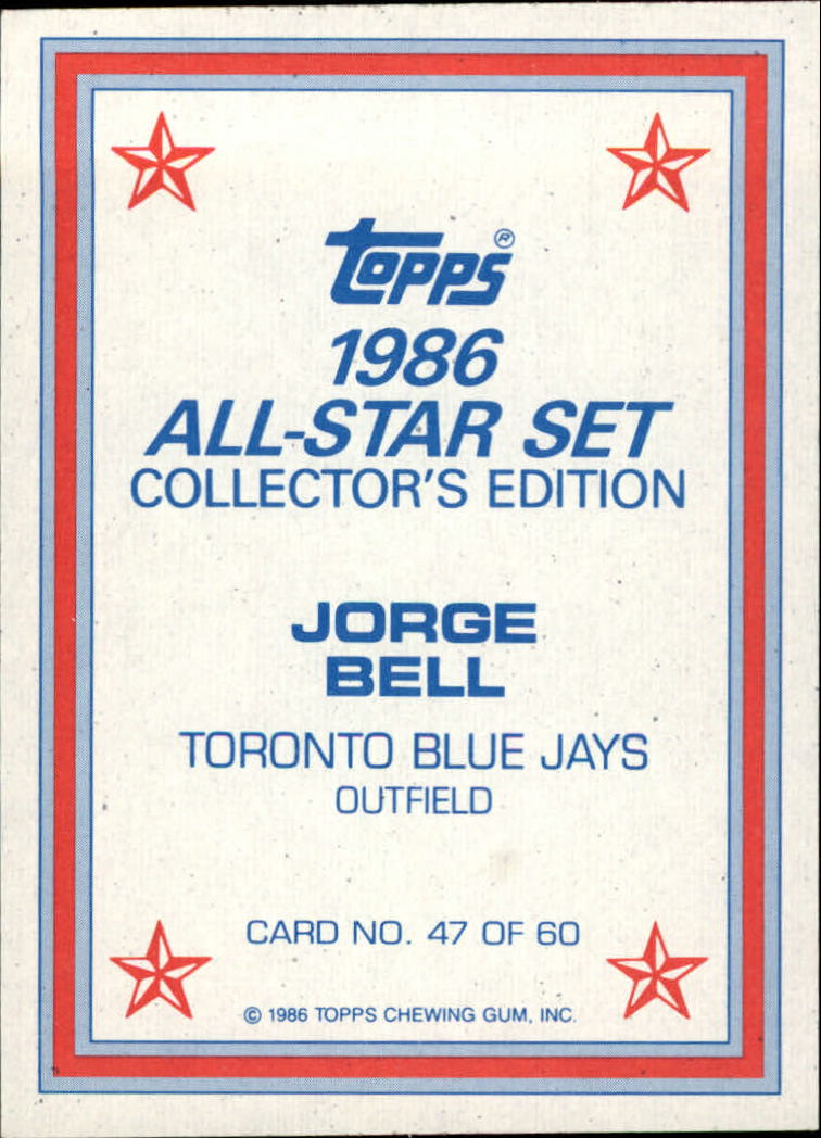 George Bell Signed 1986 Topps Baseball Card - Toronto Blue Jays