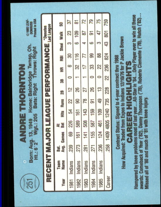 1986 Donruss Baseball "Main Set" Base Cards #221 to #440 - Picture 63 of 440