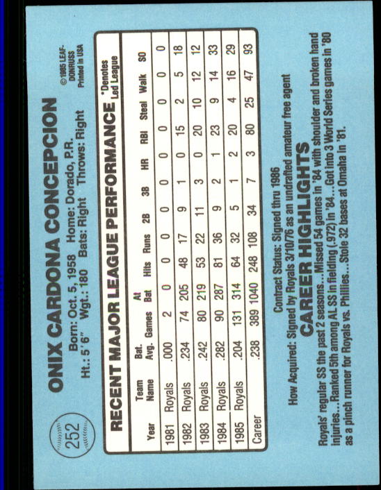 1986 Donruss Baseball "Main Set" Base Cards #221 to #440 - Picture 65 of 440