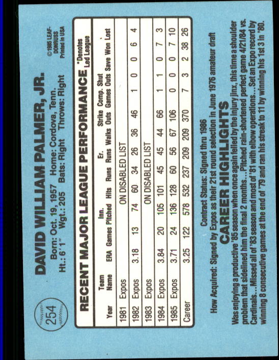 1986 Donruss Baseball "Main Set" Base Cards #221 to #440 - Picture 69 of 440