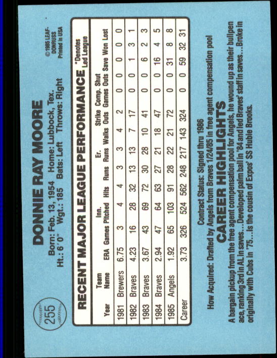 1986 Donruss Baseball "Main Set" Base Cards #221 to #440 - Picture 71 of 440