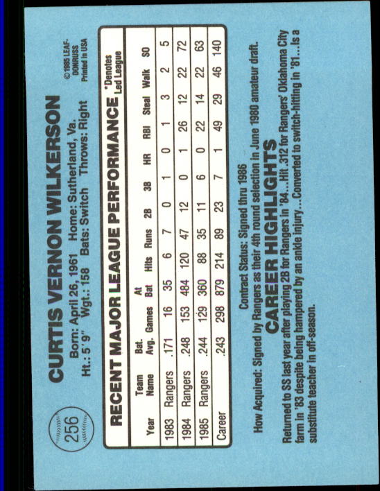 1986 Donruss Baseball "Main Set" Base Cards #221 to #440 - Picture 73 of 440