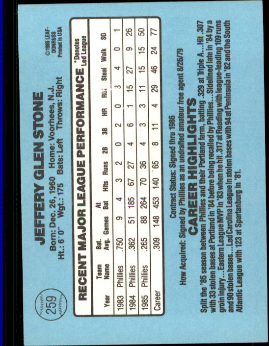 1986 Donruss Baseball "Main Set" Base Cards #221 to #440 - Picture 79 of 440