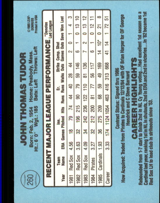 1986 Donruss Baseball "Main Set" Base Cards #221 to #440 - Picture 81 of 440