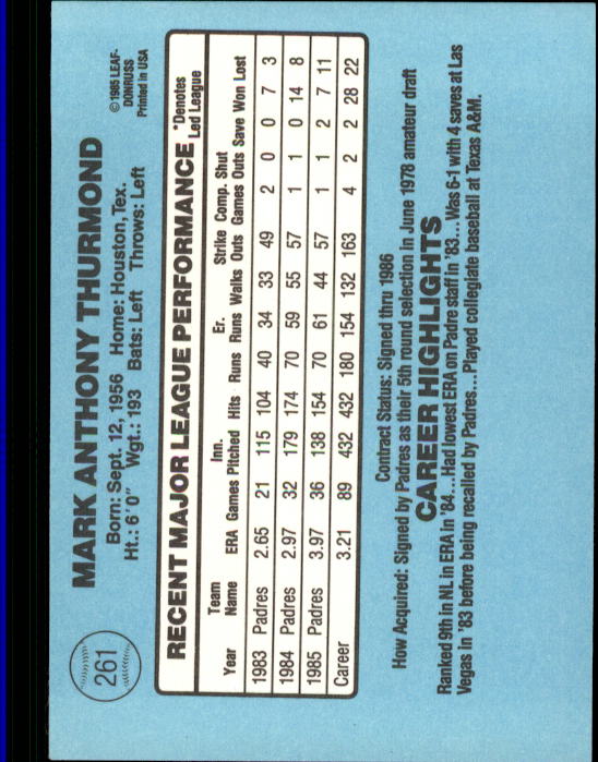 1986 Donruss Baseball "Main Set" Base Cards #221 to #440 - Picture 83 of 440