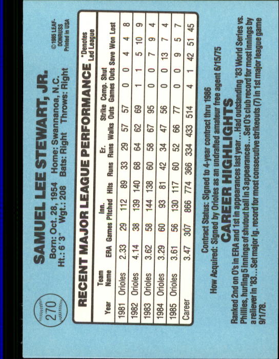 1986 Donruss Baseball "Main Set" Base Cards #221 to #440 - Picture 101 of 440