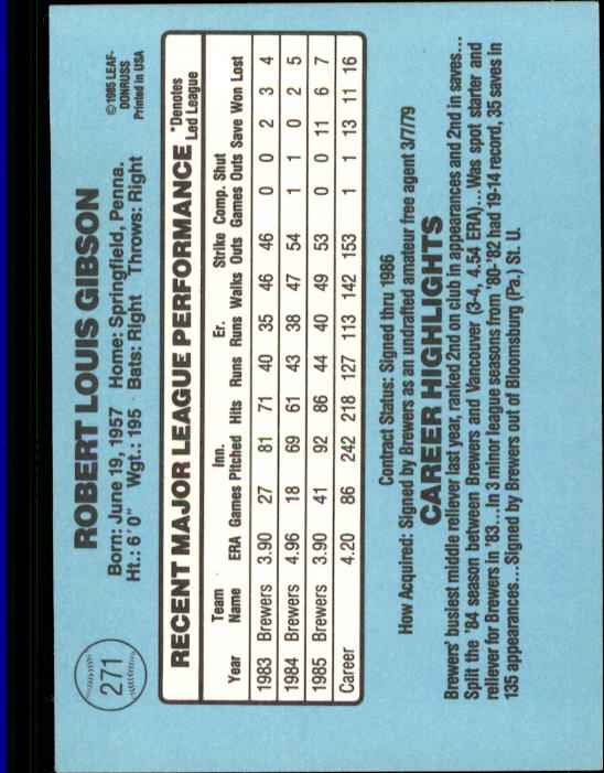 1986 Donruss Baseball "Main Set" Base Cards #221 to #440 - Picture 103 of 440