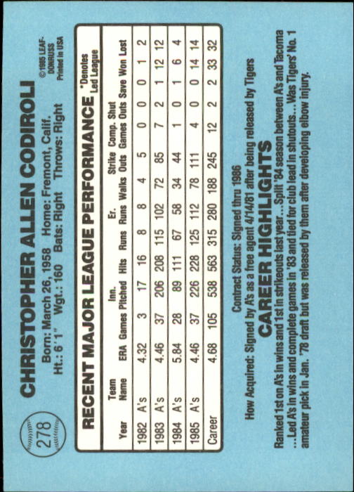 1986 Donruss Baseball "Main Set" Base Cards #221 to #440 - Picture 116 of 440