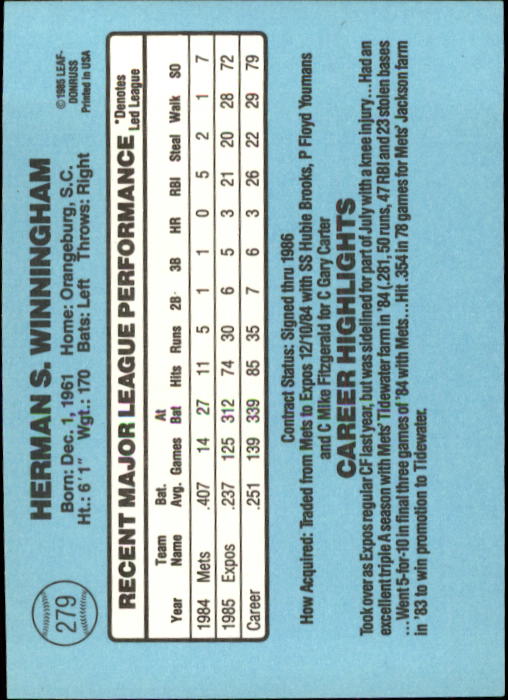 1986 Donruss Baseball "Main Set" Base Cards #221 to #440 - Picture 118 of 440