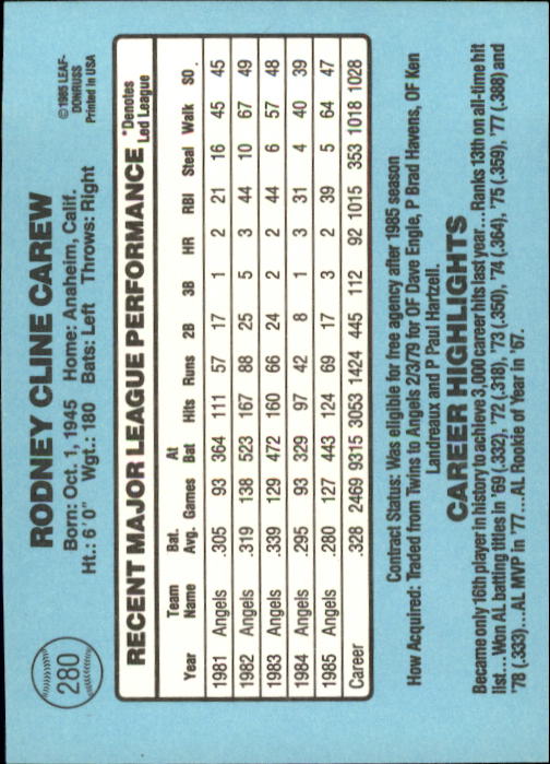 1986 Donruss Baseball "Main Set" Base Cards #221 to #440 - Picture 120 of 440
