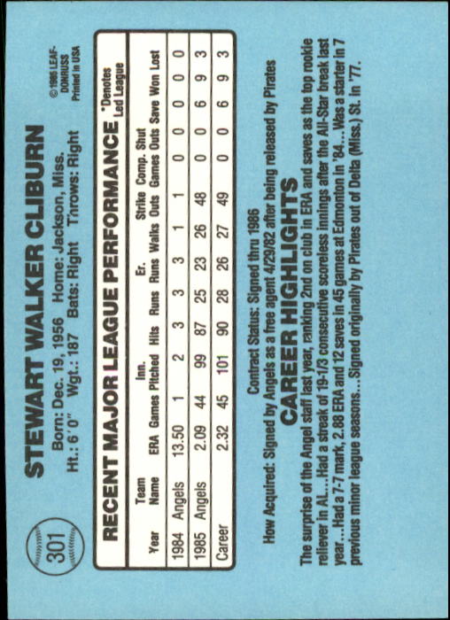 1986 Donruss Baseball "Main Set" Base Cards #221 to #440 - Picture 162 of 440