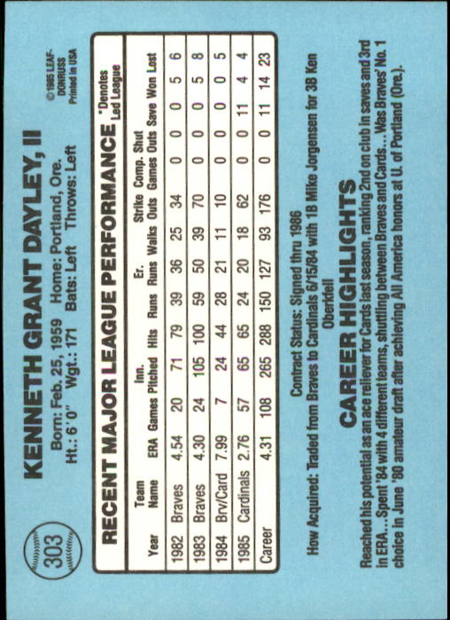 1986 Donruss Baseball "Main Set" Base Cards #221 to #440 - Picture 166 of 440