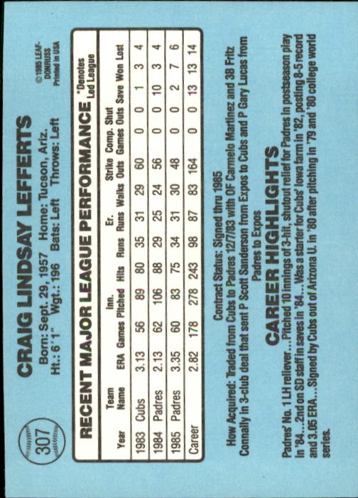 1986 Donruss Baseball "Main Set" Base Cards #221 to #440 - Picture 174 of 440