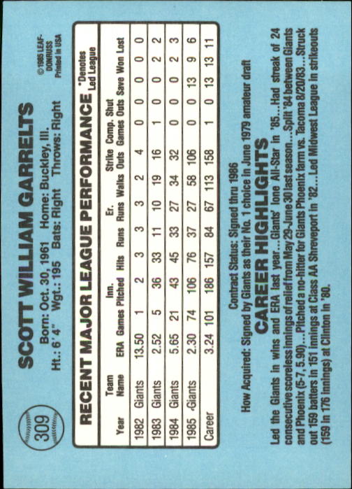 1986 Donruss Baseball "Main Set" Base Cards #221 to #440 - Picture 178 of 440