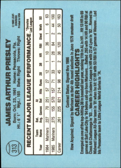 1986 Donruss Baseball "Main Set" Base Cards #221 to #440 - Picture 186 of 440