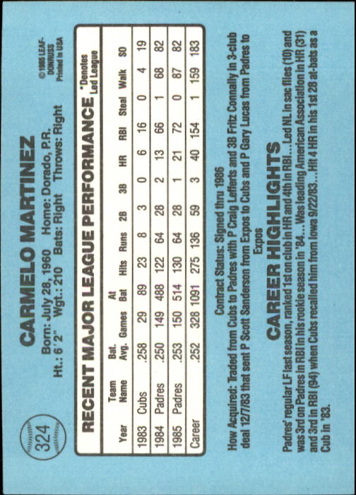 1986 Donruss Baseball "Main Set" Base Cards #221 to #440 - Picture 208 of 440