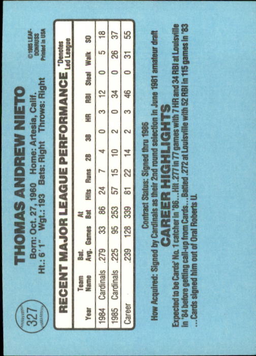 1986 Donruss Baseball "Main Set" Base Cards #221 to #440 - Picture 214 of 440