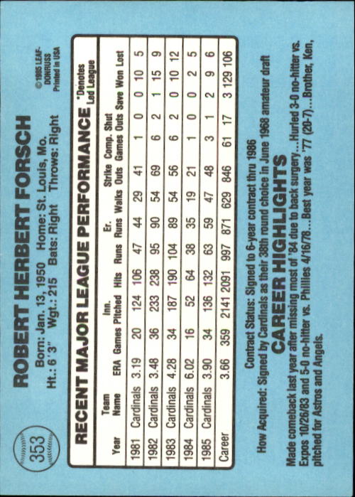 1986 Donruss Baseball "Main Set" Base Cards #221 to #440 - Picture 266 of 440