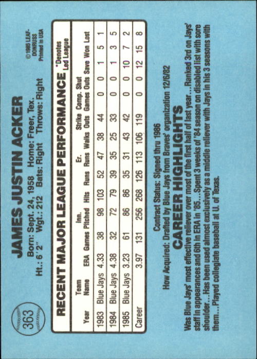 1986 Donruss Baseball "Main Set" Base Cards #221 to #440 - Picture 286 of 440
