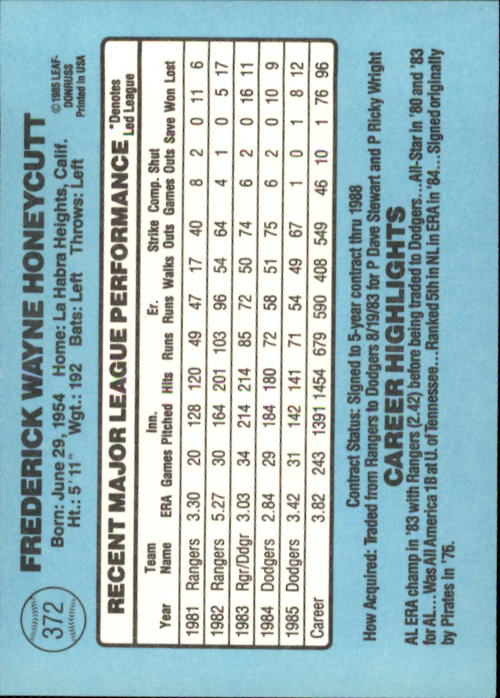 1986 Donruss Baseball "Main Set" Base Cards #221 to #440 - Picture 304 of 440