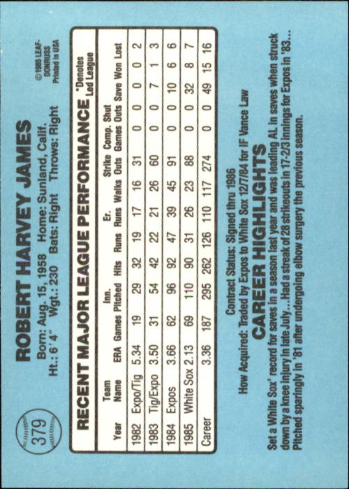 1986 Donruss Baseball "Main Set" Base Cards #221 to #440 - Picture 318 of 440