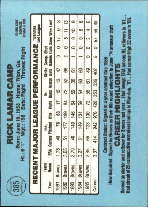 1986 Donruss Baseball "Main Set" Base Cards #221 to #440 - Picture 330 of 440