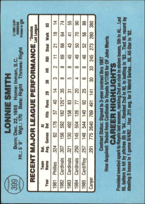 1986 Donruss Baseball "Main Set" Base Cards #221 to #440 - Picture 358 of 440