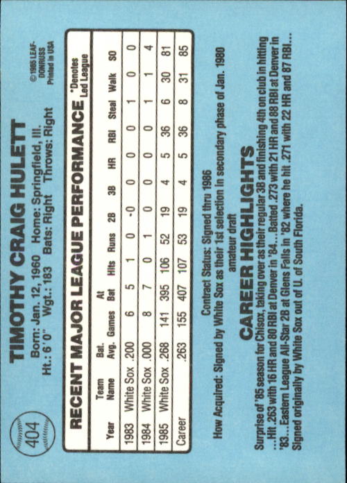 1986 Donruss Baseball "Main Set" Base Cards #221 to #440 - Picture 368 of 440