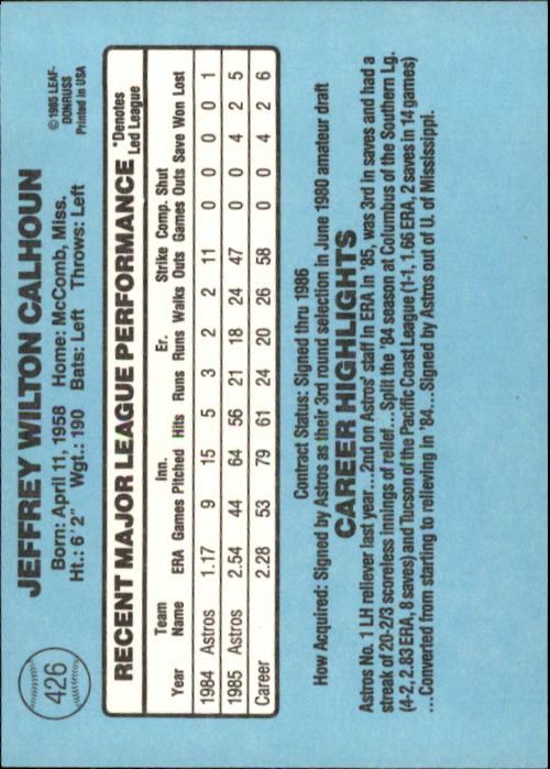 1986 Donruss Baseball "Main Set" Base Cards #221 to #440 - Picture 412 of 440