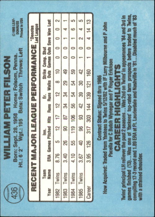 1986 Donruss Baseball "Main Set" Base Cards #221 to #440 - Picture 432 of 440
