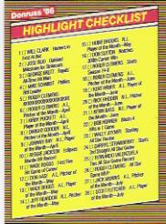 1986 Donruss Highlights #56 Checklist Card