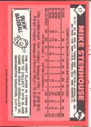 1986 Topps Tiffany #17 Mike Stenhouse back image