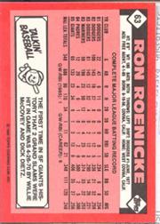 1986 Topps Tiffany #63 Ron Roenicke back image