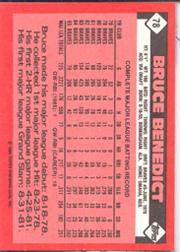 1986 Topps Tiffany #78 Bruce Benedict back image