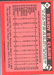 1986 Topps Tiffany #89 Randy St.Claire back image