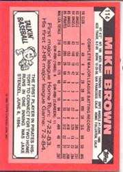 1986 Topps Tiffany #114 Mike C. Brown back image