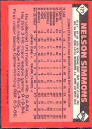 1986 Topps Tiffany #121 Nelson Simmons back image
