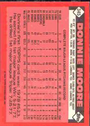 1986 Topps Tiffany #345 Donnie Moore back image