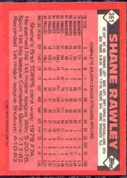 1986 Topps Tiffany #361 Shane Rawley back image