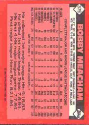 1986 Topps Tiffany #379 Bobby Meacham back image