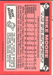 1986 Topps Tiffany #646 Mike Moore back image