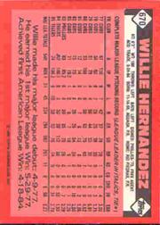 1986 Topps Tiffany #670 Willie Hernandez back image