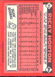 1986 Topps Tiffany #783 Ricky Horton back image