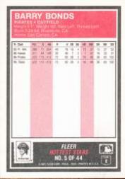 1987 Fleer Hottest Stars #5 Barry Bonds back image