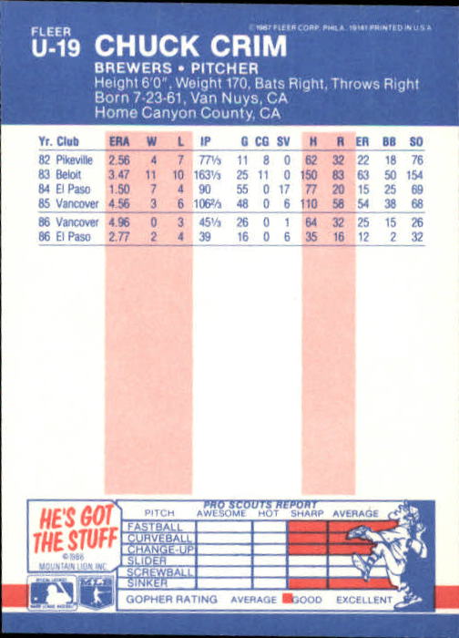 B7609- 1987 Fleer Update Baseball Card #s 1-132 -You Pick- 15+ FREE US SHIP - Picture 37 of 247